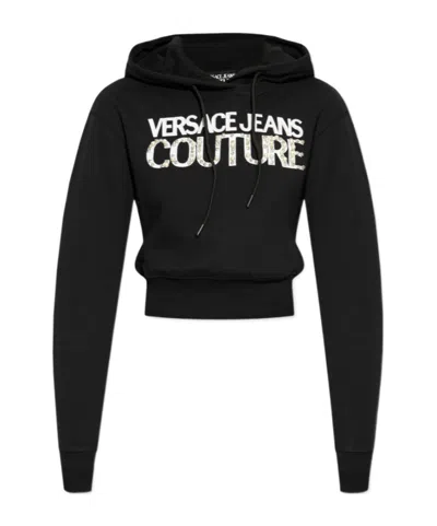 Versace Jeans Logo-print Cotton Hoodie In Black