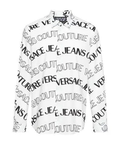 Versace Jeans Logo-print Cotton Shirt In White