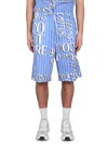 Versace Jeans Logo-print Cotton Shorts In Blue