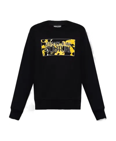 Versace Jeans Logo-print Cotton Sweatshirt In Black