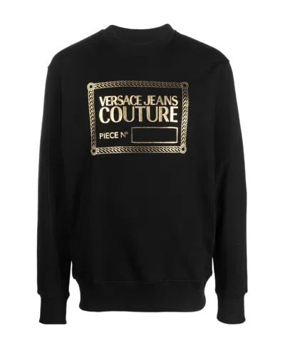 Versace Jeans Logo-print Cotton Sweatshirt In Black