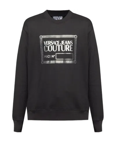 Versace Jeans Logo-print Cotton Sweatshirt In Black