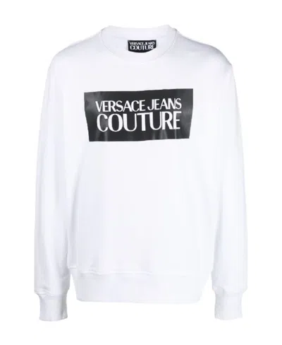 Versace Jeans Logo-print Cotton Sweatshirt In White