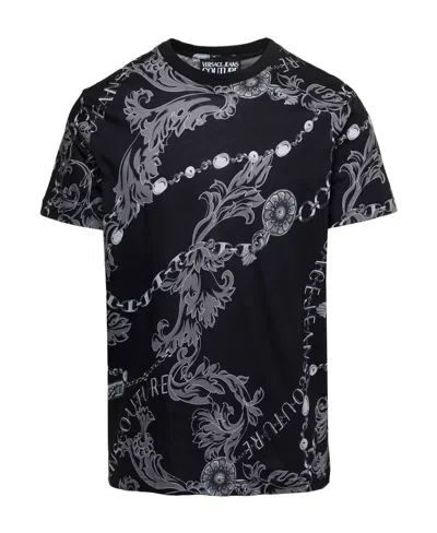 Versace Jeans Logo-print Cotton T-shirt In Black