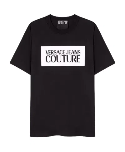 Versace Jeans Logo Print Cotton T-shirt In Black