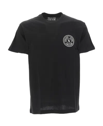 Versace Jeans Logo-print Cotton T-shirt In Black