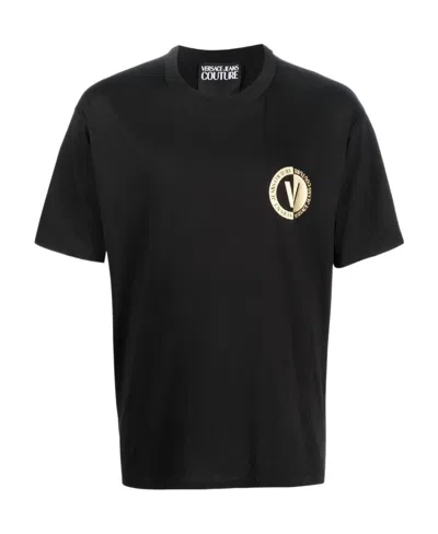 Versace Jeans Logo-print Cotton T-shirt In Black
