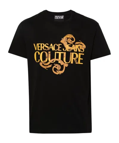 Versace Jeans Logo-print Cotton T-shirt In Black
