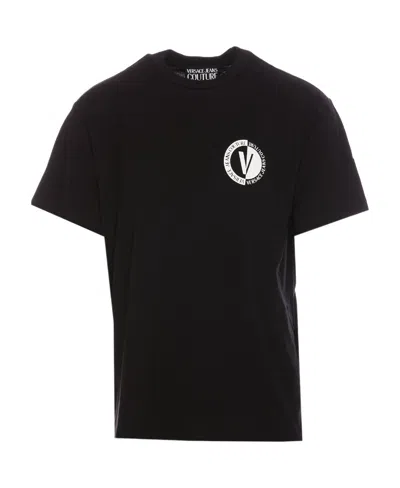 Versace Jeans Logo-print Cotton T-shirt In Black