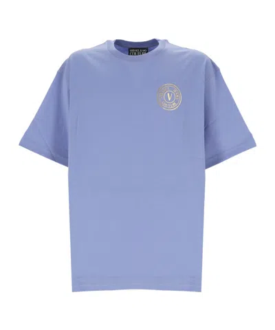 Versace Jeans Logo-print Cotton T-shirt In Blue