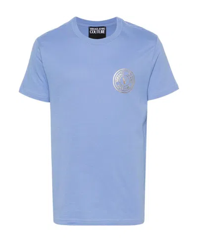 Versace Jeans Logo-print Cotton T-shirt In Blue