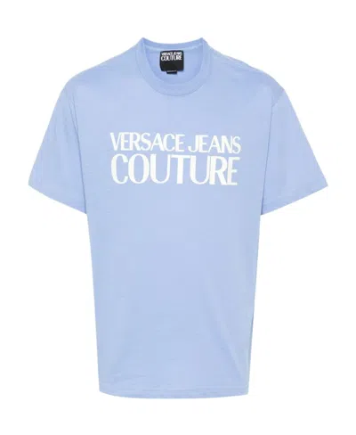 Versace Jeans Logo-print Cotton T-shirt In Blue