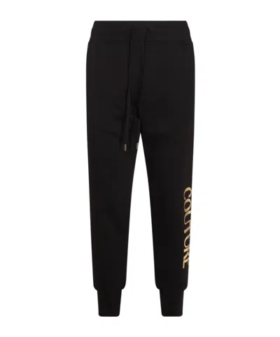 Versace Jeans Logo-print Cotton Track Pants In Black