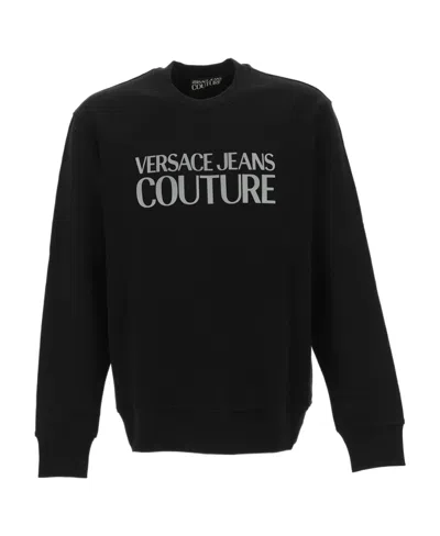 Versace Jeans Logo-print Crew Neck Sweatshirt In Black