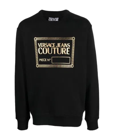 Versace Jeans Logo-print Crew Neck Sweatshirt In Black