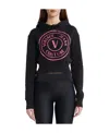 Versace Jeans Logo-print Cropped Hoodie In Black