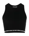 Versace Jeans Logo-print Cropped Tank Top In Black