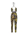 Versace Jeans Logo-print Halterneck Jumpsuit In Black