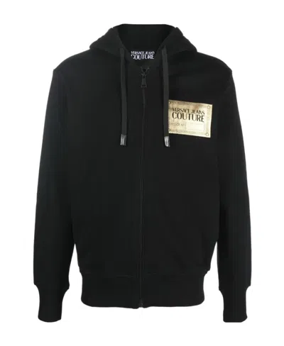 Versace Jeans Logo-print Hoodie In Black