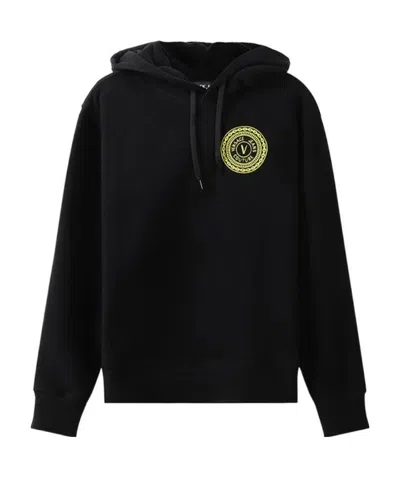 Versace Jeans Logo Print Hoodie In Black