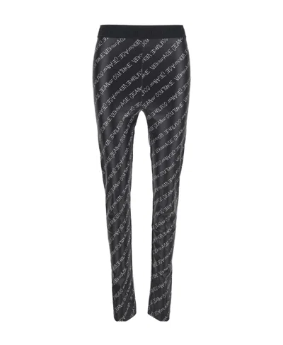 Versace Jeans Logo-print Leggings In Black