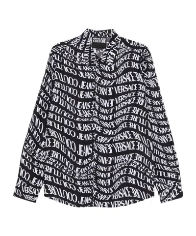 Versace Jeans Logo-print Long-sleeves Shirt In Black
