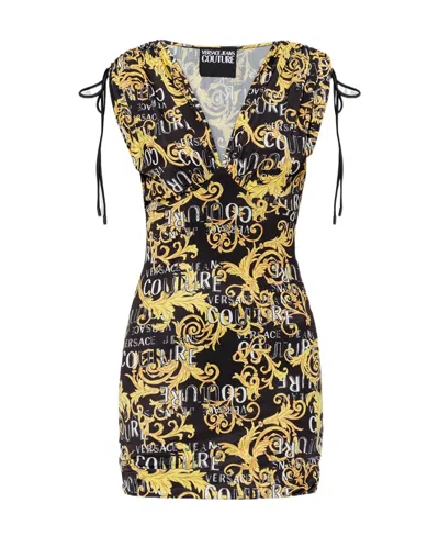 Versace Jeans Logo-print Minidress In Black