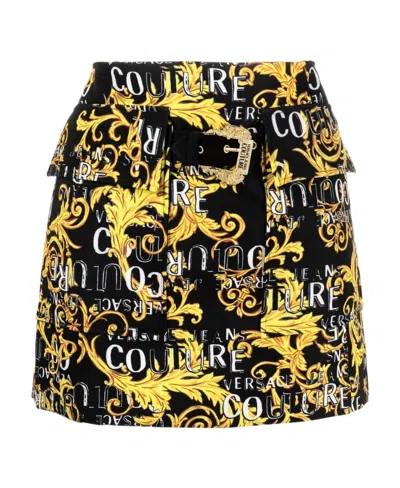 Versace Jeans Logo-print Miniskirt In Black
