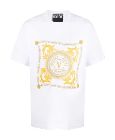 Versace Jeans Logo-print Organic Cotton T-shirt In White