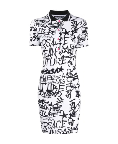 Versace Jeans Logo-print Polo Minidress In White
