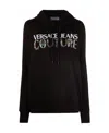Versace Jeans Logo-print Pullover Hoodie In Black
