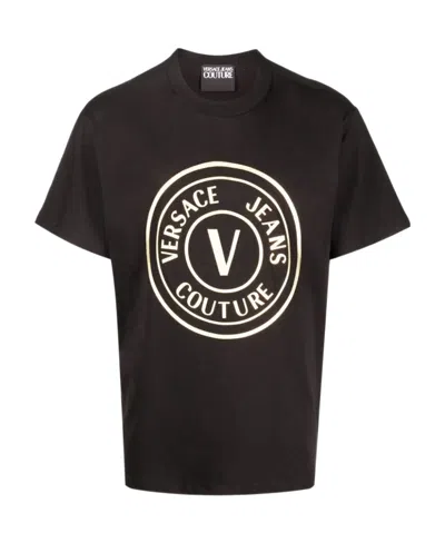Versace Jeans Logo-print Short-sleeved T-shirt In Black