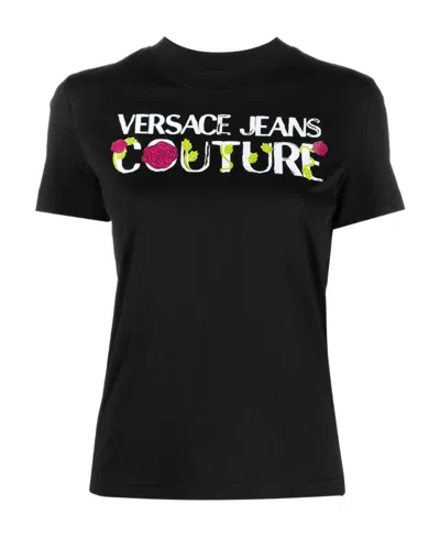 Versace Jeans Logo-print Short-sleeved T-shirt In Black
