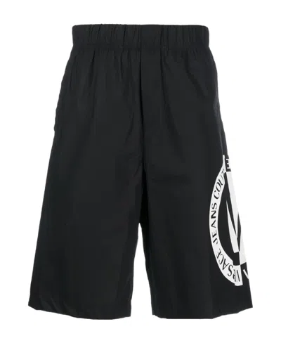 Versace Jeans Logo-print Shorts In Black