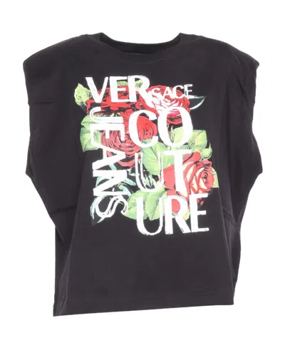 Versace Jeans Logo-print Sleeveless T-shirt In Black