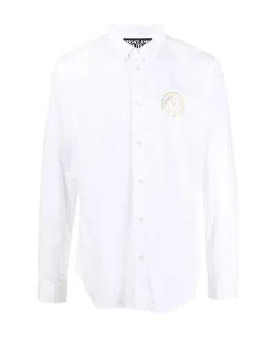 Versace Jeans Logo-print Slim-fit Shirt In White