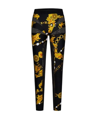Versace Jeans Logo-print Slip-on Leggigns In Black