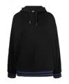 Versace Jeans Logo-print Striped-trim Hoodie In Black