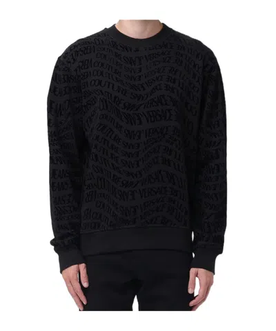 Versace Jeans Logo-print Sweatshirt In Black