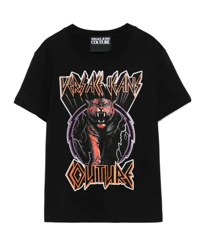 Versace Jeans Logo-print T-shirt In Black