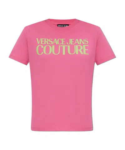 Versace Jeans Logo-print T-shirt In Pink