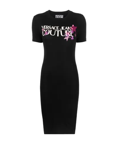 Versace Jeans Logo-print T-shirt Dress In Black