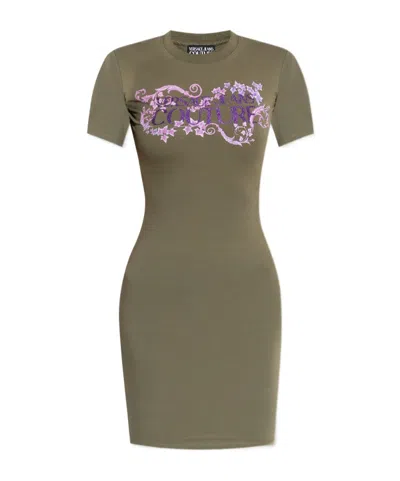 Versace Jeans Logo-print T-shirt Dress In Green