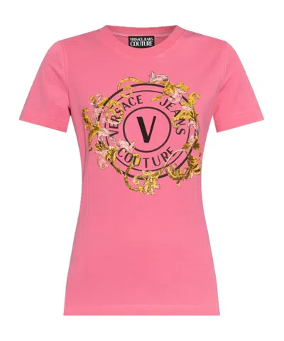 Versace Jeans Logo-print T-shirt In Pink