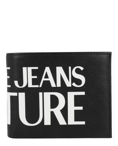Versace Jeans Logo Printed Bifold Wallet In Black