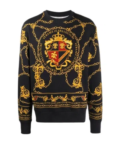 Versace Jeans Logo Printed Sweater In Black