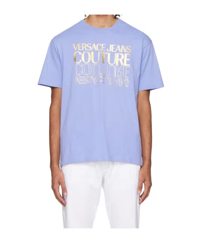 Versace Jeans Logo Round-neck T-shirt In Blue