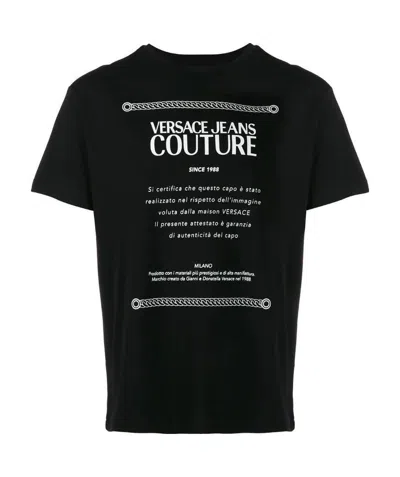Versace Jeans Logo T-shirt With Round Neck In Black