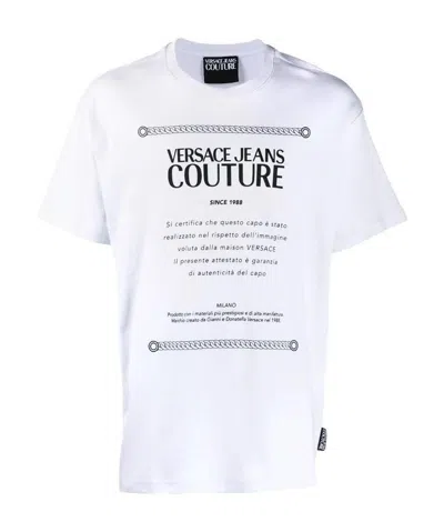 Versace Jeans Logo T-shirt With Round Neck In White