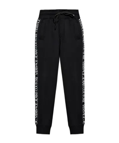 Versace Jeans Logo-trim Cotton Track Pants In Black